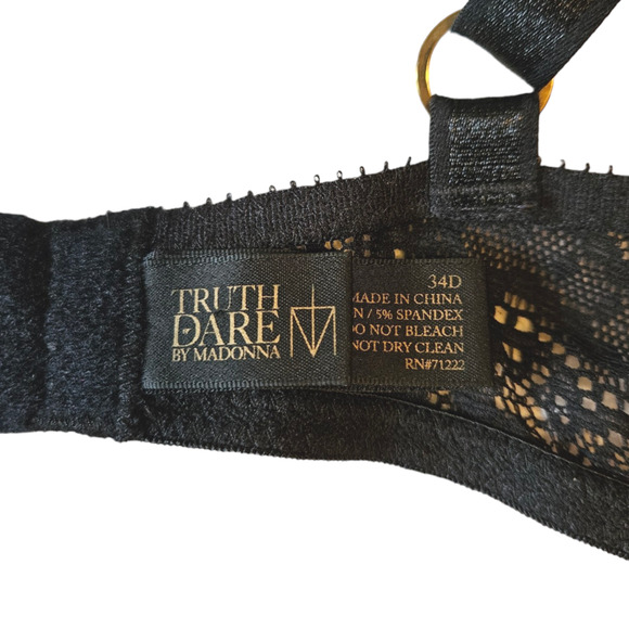 Truth or Dare by Madonna Women's Black Lace Bra Size 34D - Picture 9 of 10